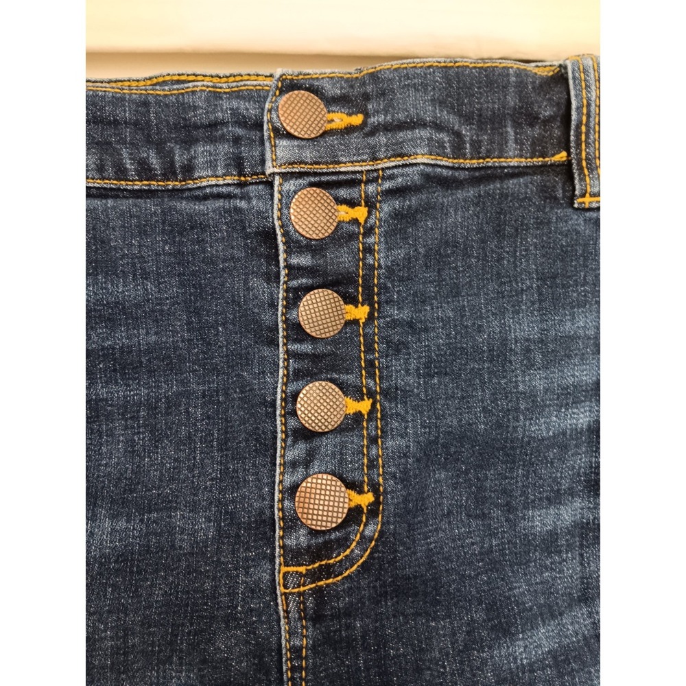 CAbi Women's Blue Denim Button Fly High Rise Skinny Jeans Red Stripe Size 16 - Picture 8 of 16